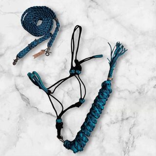 Complete 9-Foot Adjustable Clip-On Reins Set with Matching Halter, Lead Rope